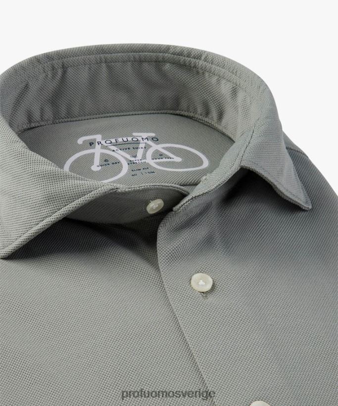 Kläder se Profuomo män stickad tech skjorta grön N8XR463