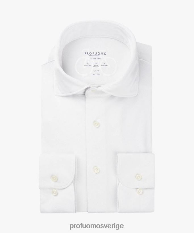 Kläder se Profuomo män stickad tech skjorta vit N8XR454
