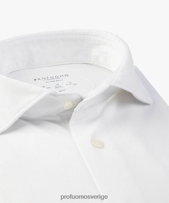 Kläder se Profuomo män stickad tech skjorta vit N8XR454