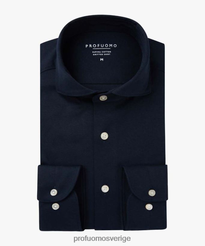 Kläder se Profuomo män supima stickad skjorta Marin N8XR4146