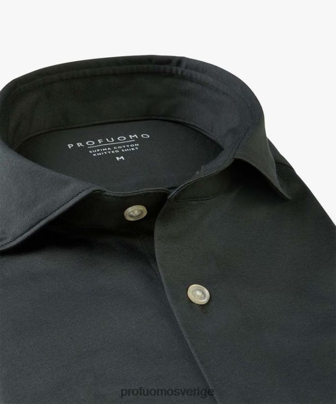 Kläder se Profuomo män supima stickad skjorta grön N8XR4145