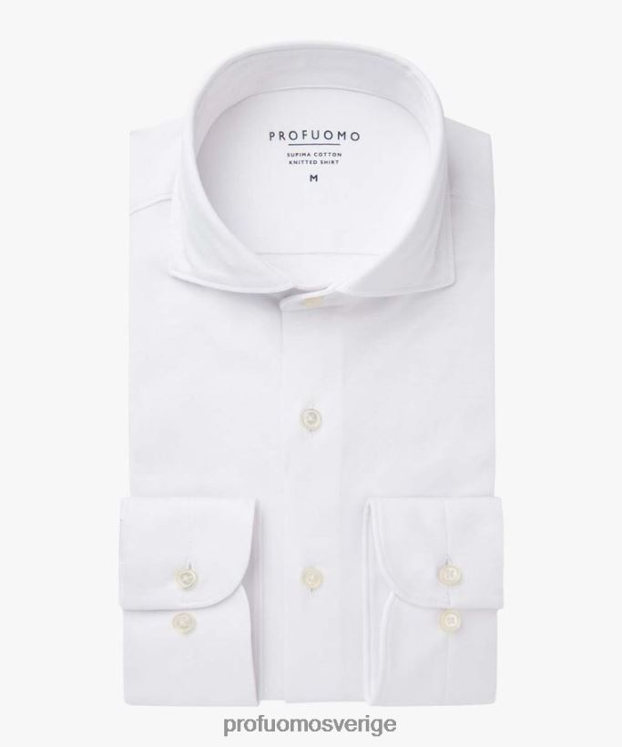 Kläder se Profuomo män supima stickad skjorta vit N8XR4144