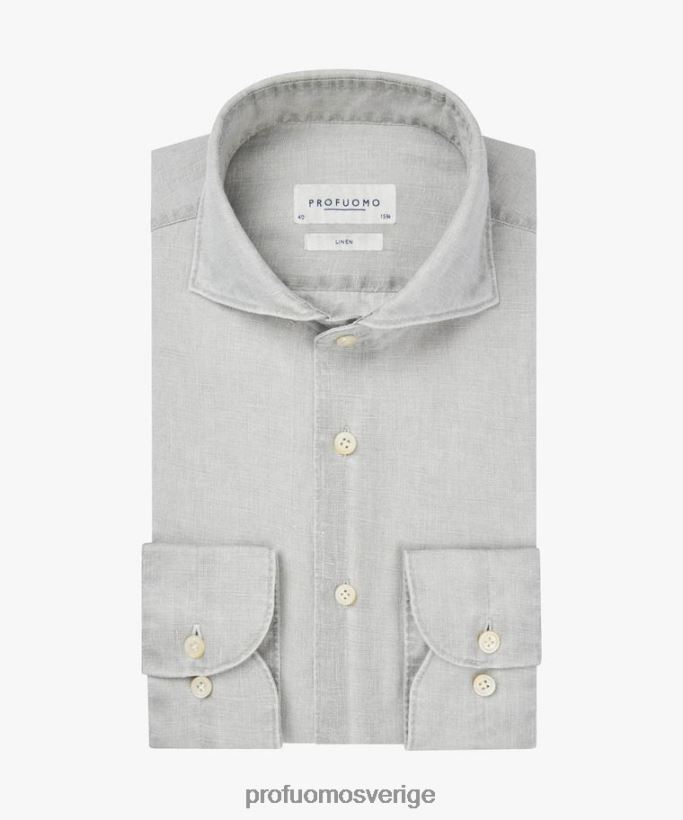 Kläder se Profuomo män belagd linneskjorta grå N8XR487