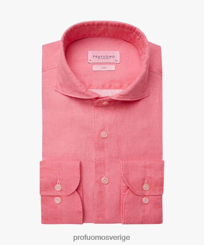 Kläder se Profuomo män belagd linneskjorta rosa N8XR462