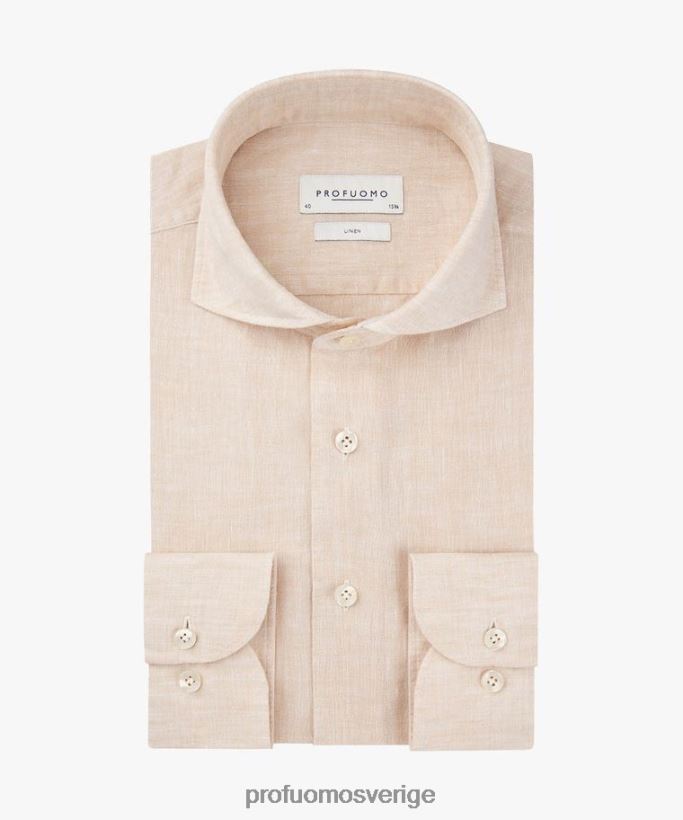 Kläder se Profuomo män linneskjorta beige N8XR483