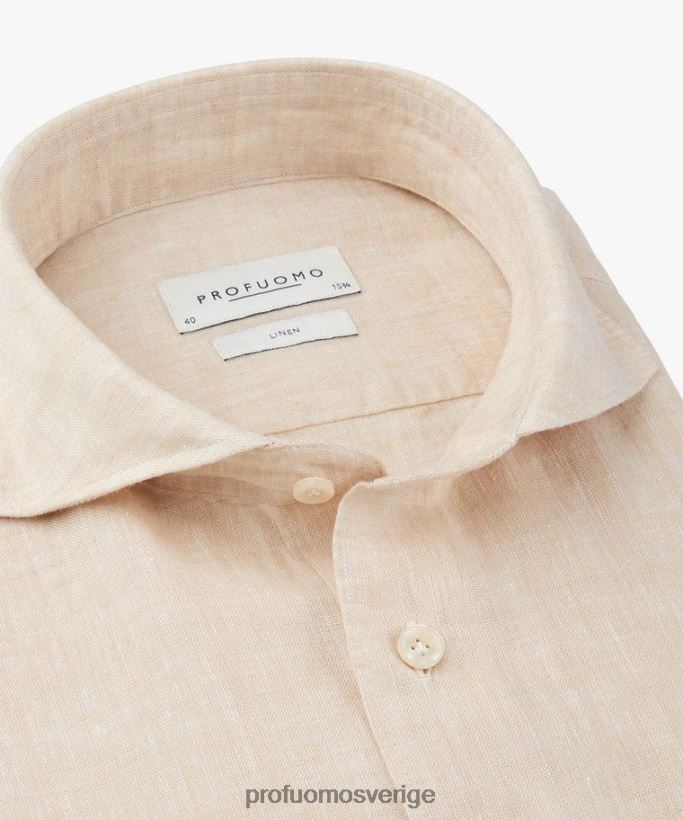 Kläder se Profuomo män linneskjorta beige N8XR483