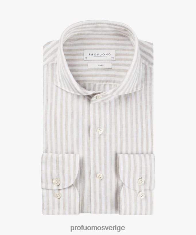 Kläder se Profuomo män linneskjorta beige N8XR484