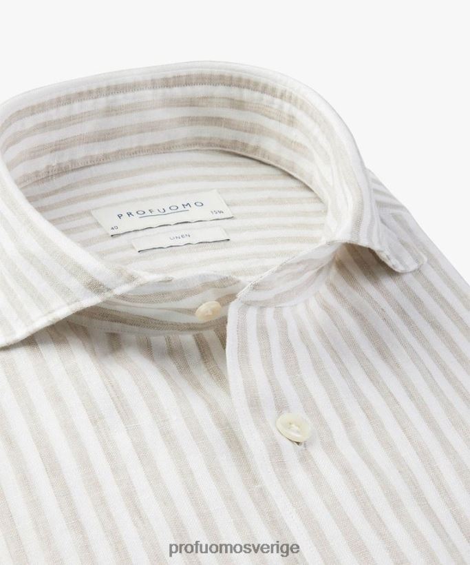 Kläder se Profuomo män linneskjorta beige N8XR484