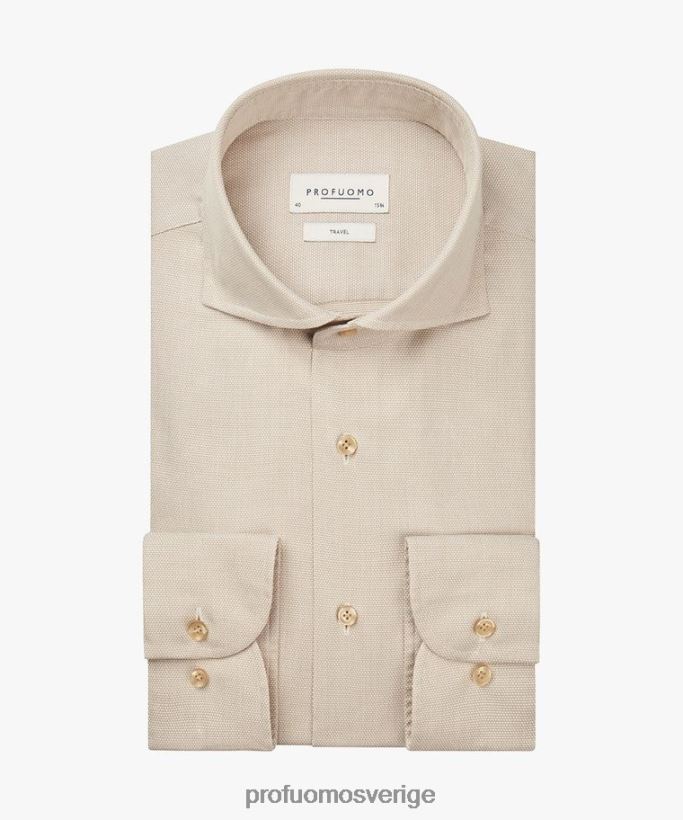 Kläder se Profuomo män dobby reseskjorta beige N8XR4168
