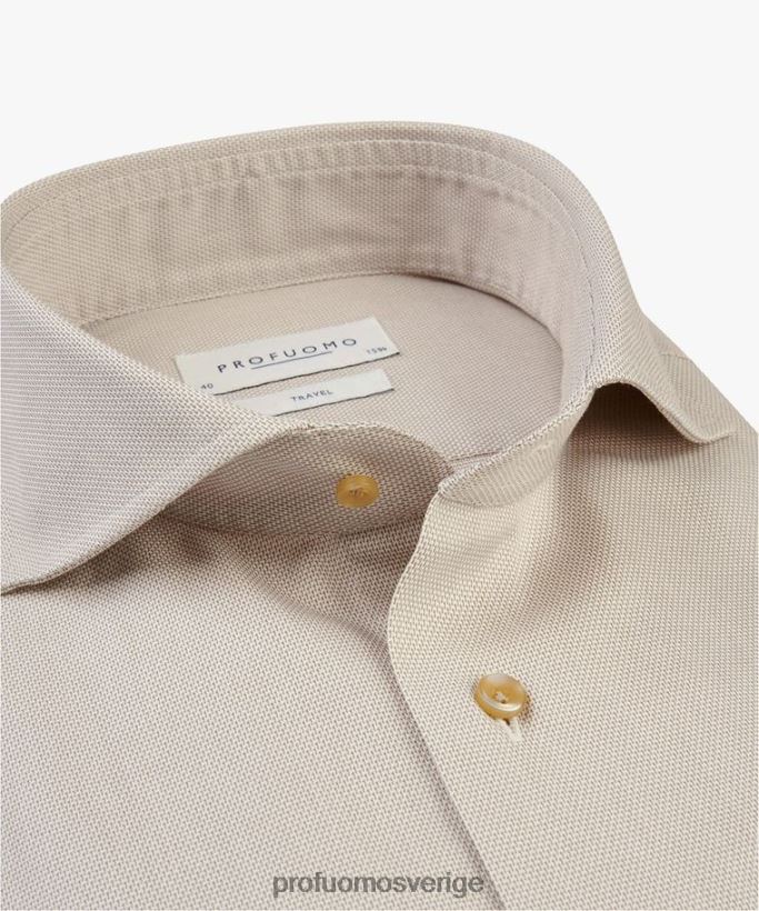 Kläder se Profuomo män dobby reseskjorta beige N8XR4168