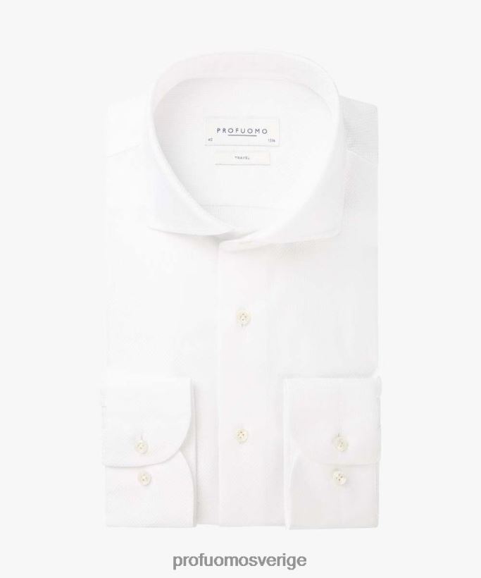 Kläder se Profuomo män dobby reseskjorta extra-ls vit N8XR4789