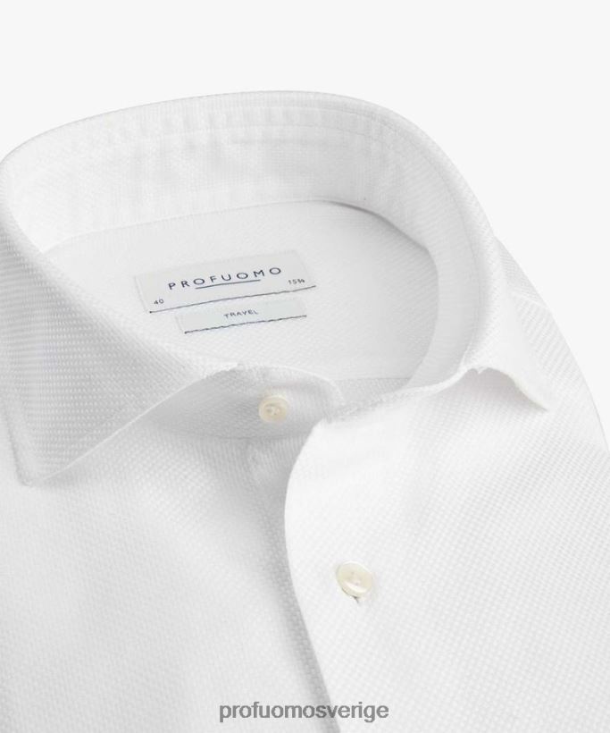 Kläder se Profuomo män dobby reseskjorta vit N8XR4782