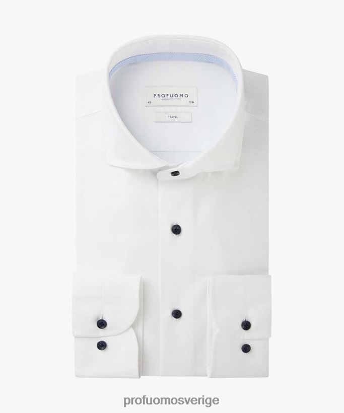 Kläder se Profuomo män twill reseskjorta vit N8XR4140