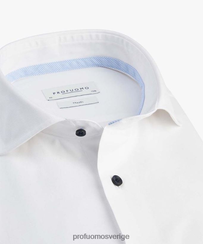 Kläder se Profuomo män twill reseskjorta vit N8XR4140