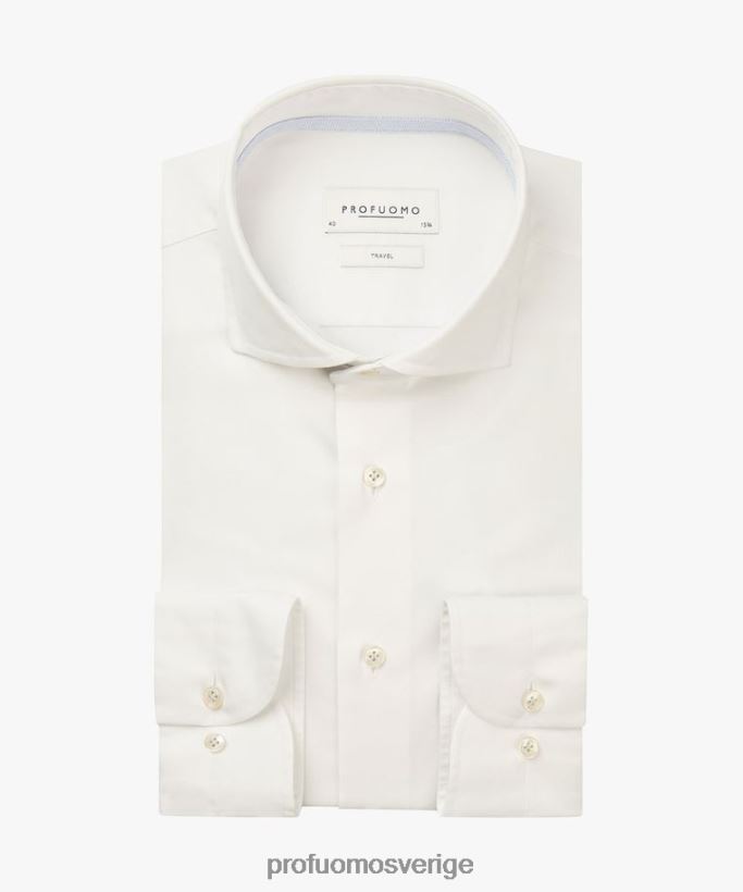 Kläder se Profuomo män twill reseskjorta vit N8XR4164