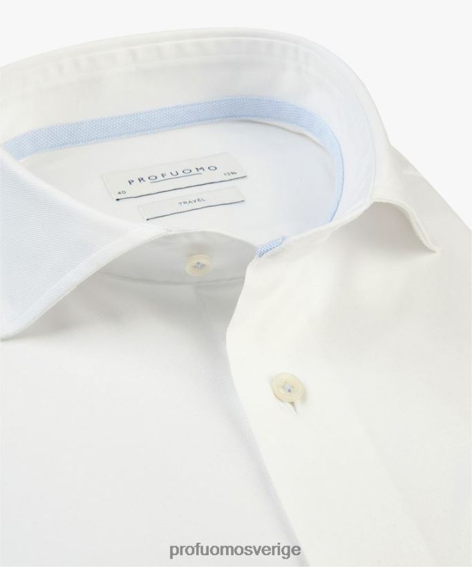 Kläder se Profuomo män twill reseskjorta vit N8XR4164