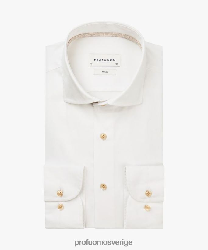 Kläder se Profuomo män twill reseskjorta vit N8XR4165