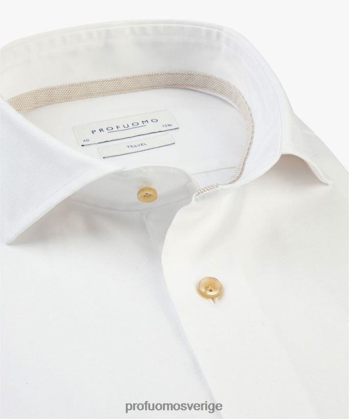 Kläder se Profuomo män twill reseskjorta vit N8XR4165