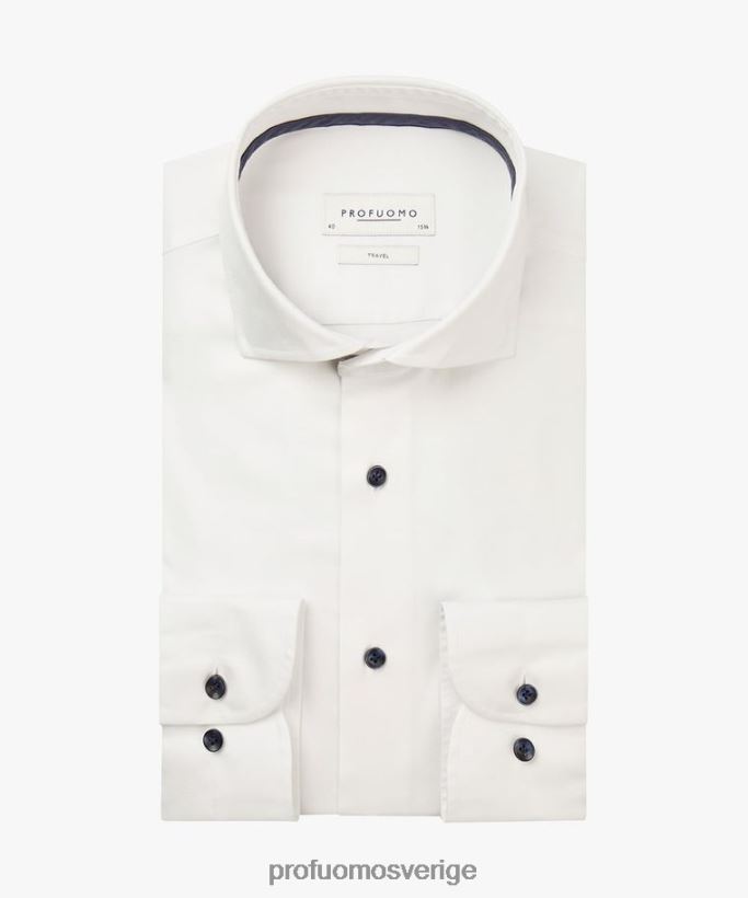 Kläder se Profuomo män twill reseskjorta vit N8XR4167