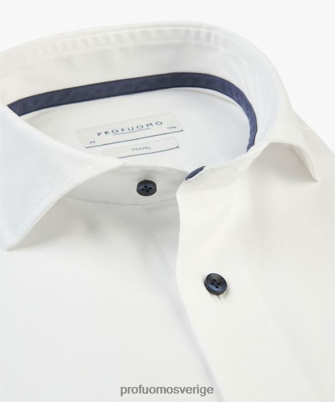 Kläder se Profuomo män twill reseskjorta vit N8XR4167