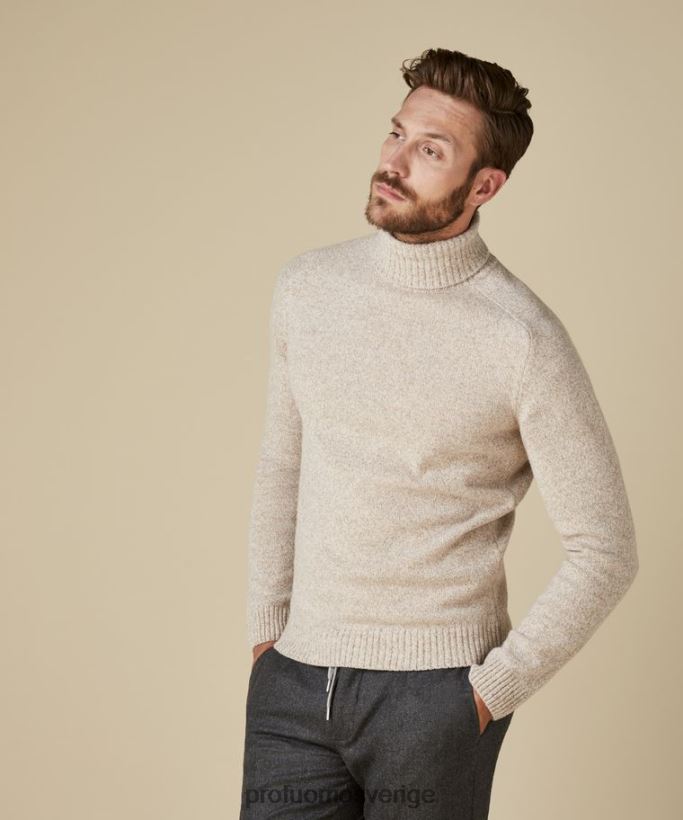 Kläder se Profuomo män ull turtleneck off-white N8XR4288