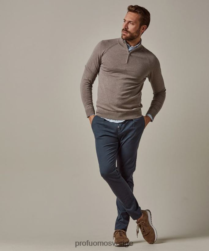 Kläder se Profuomo män halvmelerad dragkedja brun N8XR4291