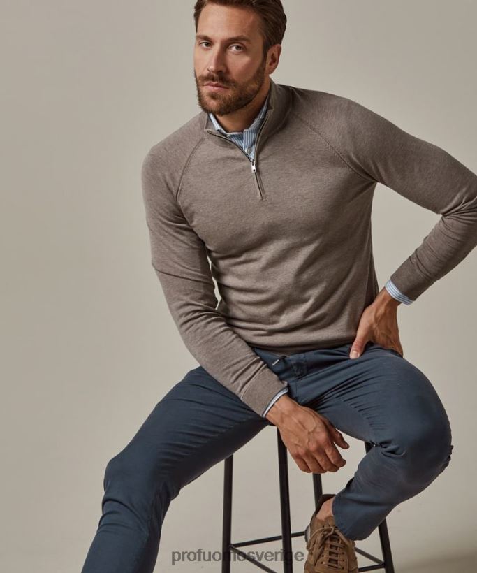 Kläder se Profuomo män halvmelerad dragkedja brun N8XR4291