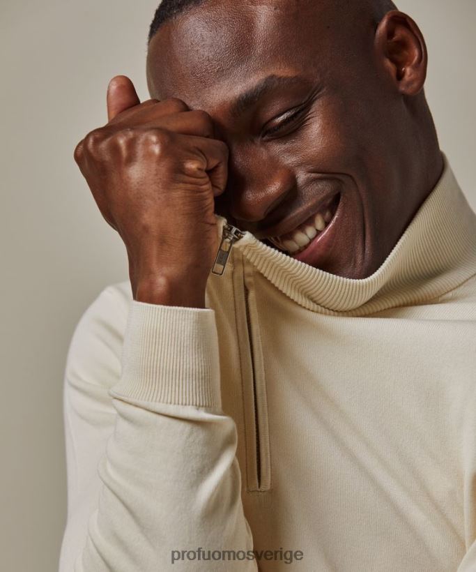 Kläder se Profuomo män lyxig halv dragkedja off-white N8XR4271