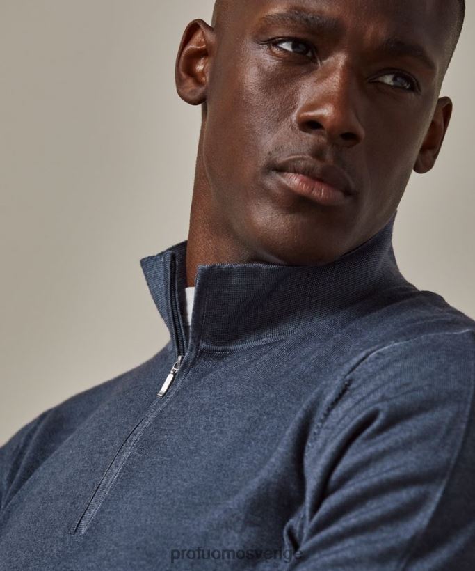 Kläder se Profuomo män merinosyrafärgad halv blixtlås Marin N8XR4262