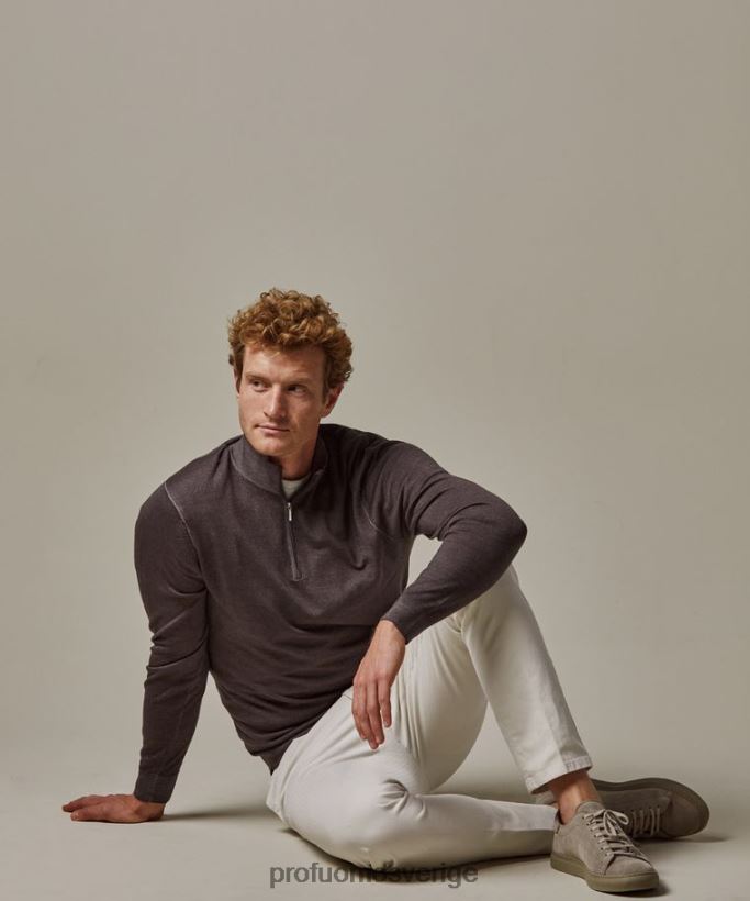 Kläder se Profuomo män merinosyrafärgad halv blixtlås brun N8XR4263