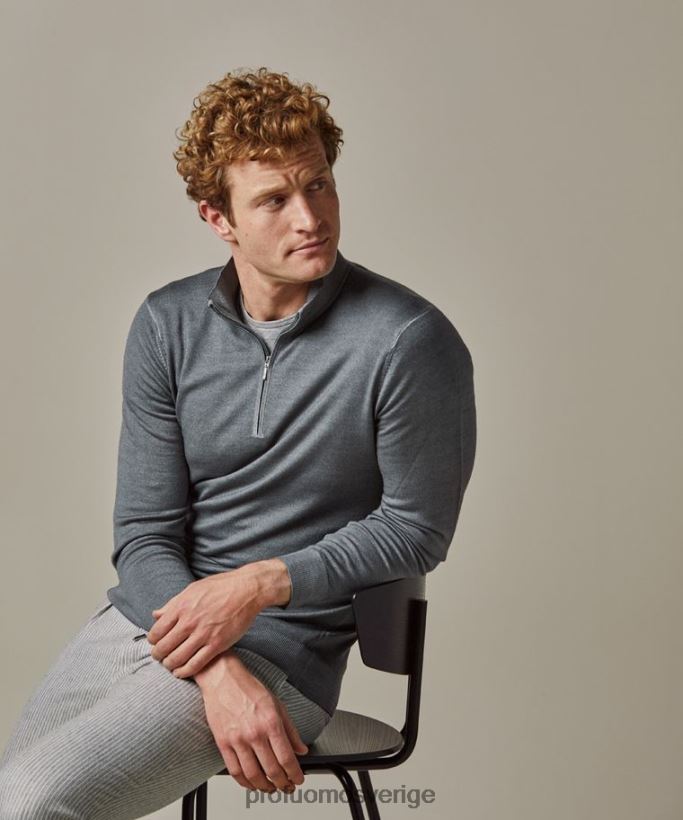 Kläder se Profuomo män merinosyrafärgad halv blixtlås grön N8XR4264