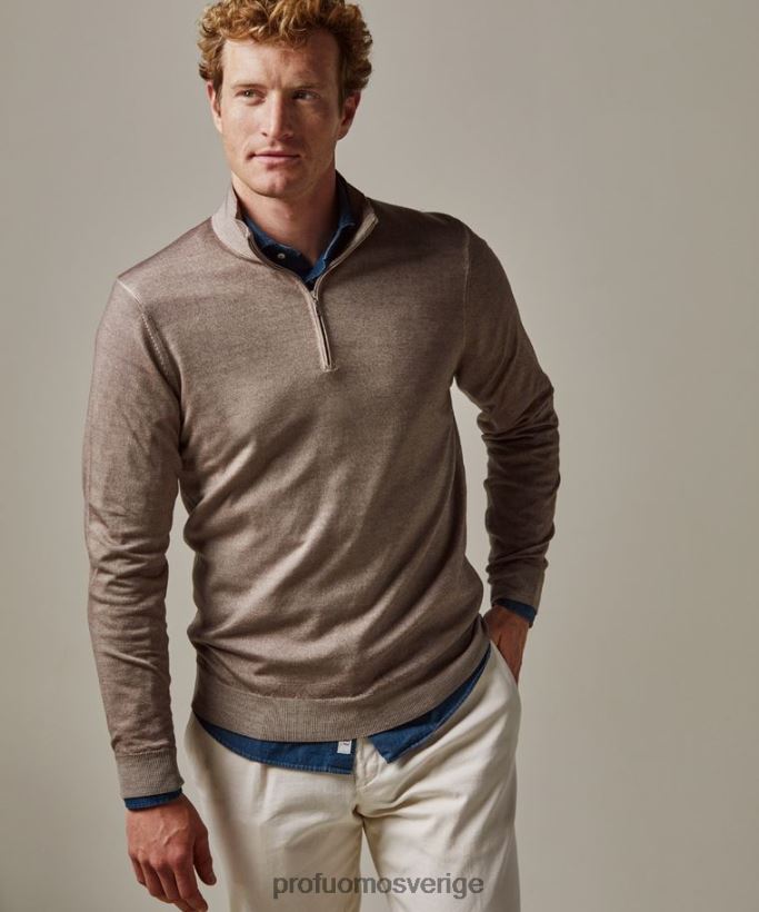 Kläder se Profuomo män merinosyrafärgad halv blixtlås taupe N8XR4265