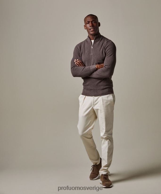 Kläder se Profuomo män texturerad halv dragkedja brun N8XR4253