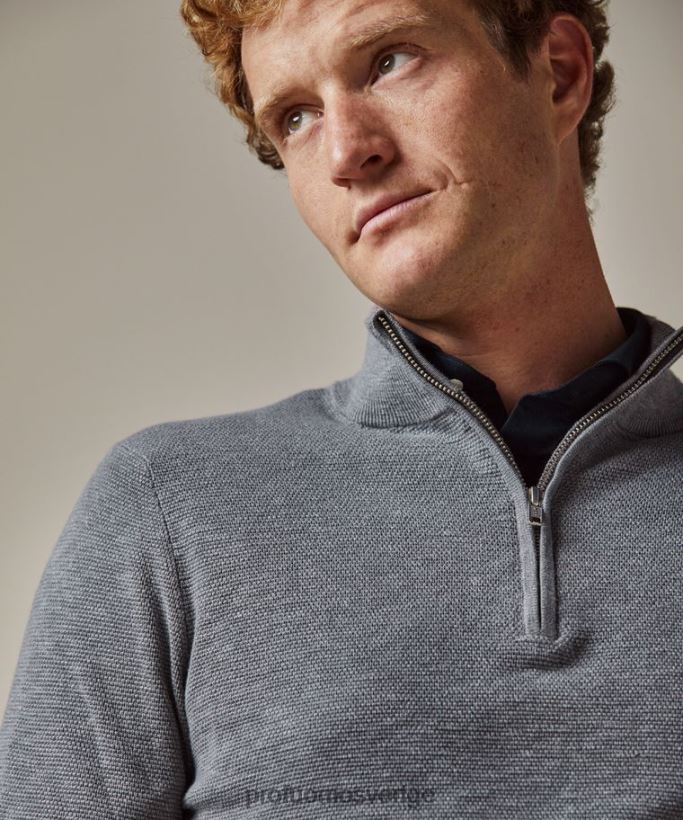 Kläder se Profuomo män texturerad halv dragkedja grön N8XR4256