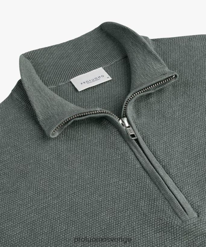 Kläder se Profuomo män texturerad halv dragkedja grön N8XR4256