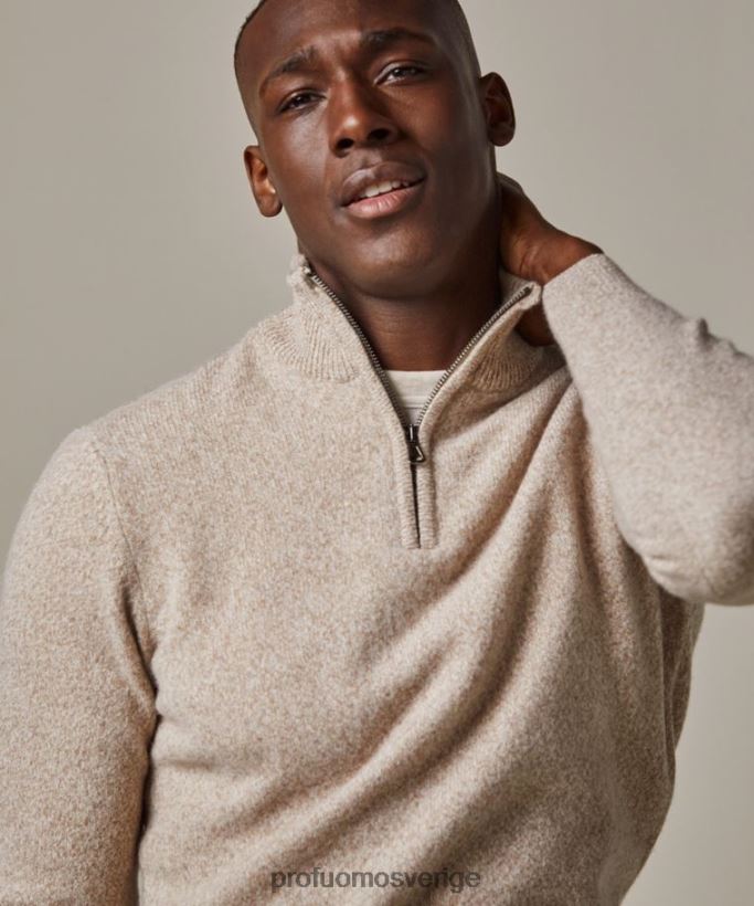 Kläder se Profuomo män ull halv blixtlås beige N8XR4282