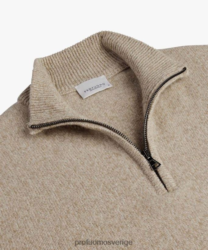 Kläder se Profuomo män ull halv blixtlås beige N8XR4282
