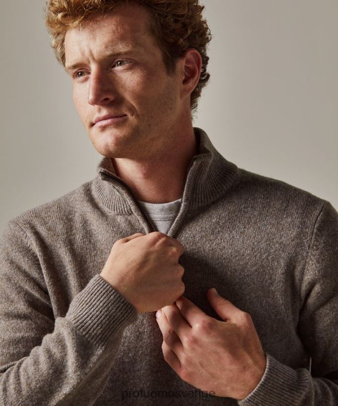 Kläder se Profuomo män ull halv blixtlås brun N8XR4283