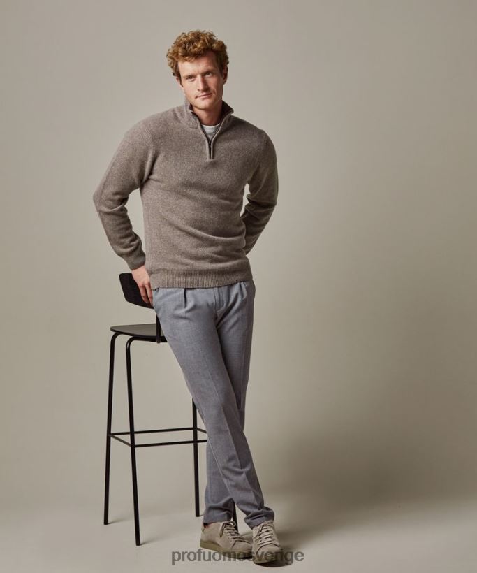 Kläder se Profuomo män ull halv blixtlås brun N8XR4283