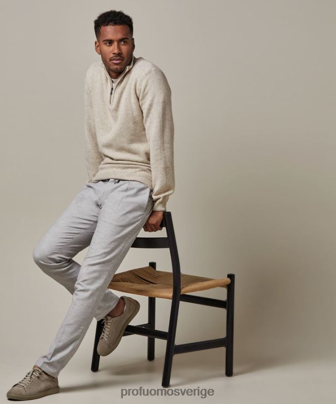 Kläder se Profuomo män ull halvblixtlås off-white N8XR4284