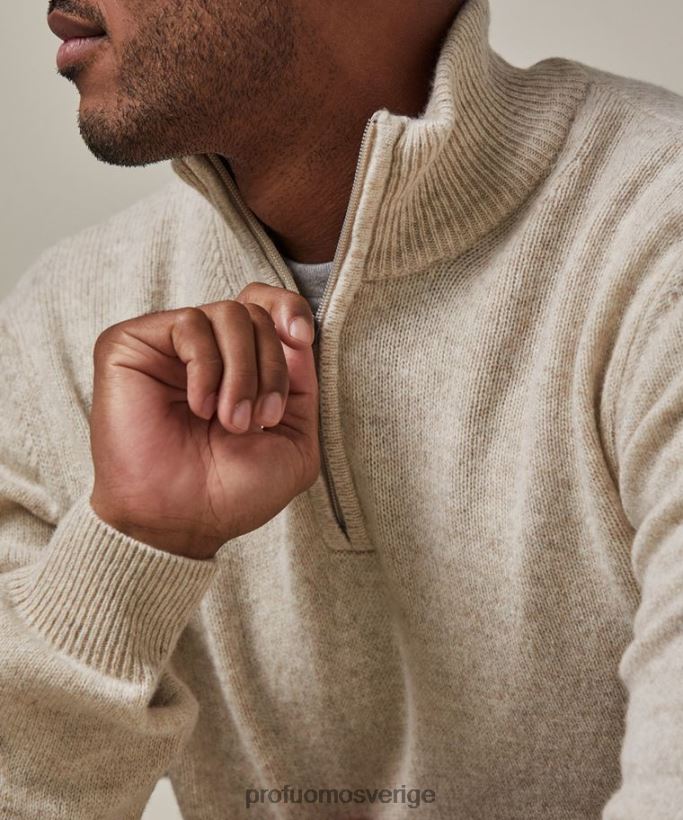 Kläder se Profuomo män ull halvblixtlås off-white N8XR4284