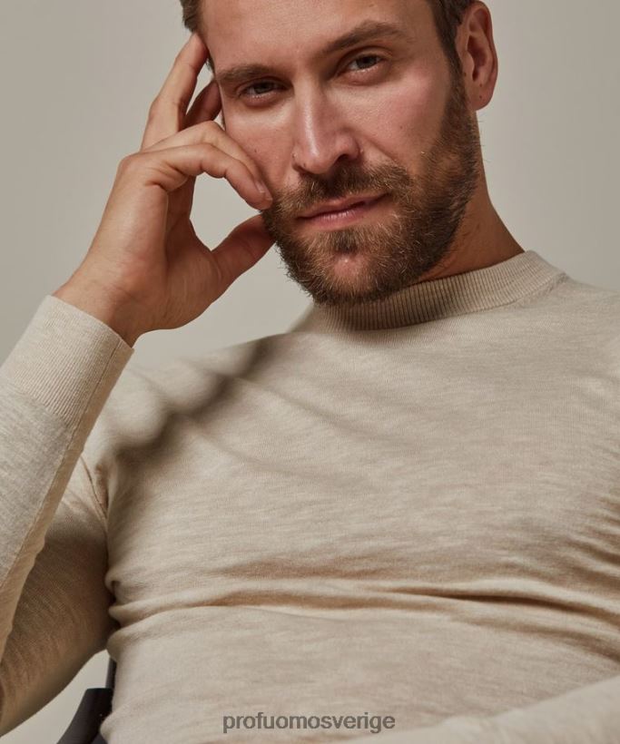 Kläder se Profuomo män bomull-linne crewneck beige N8XR4312