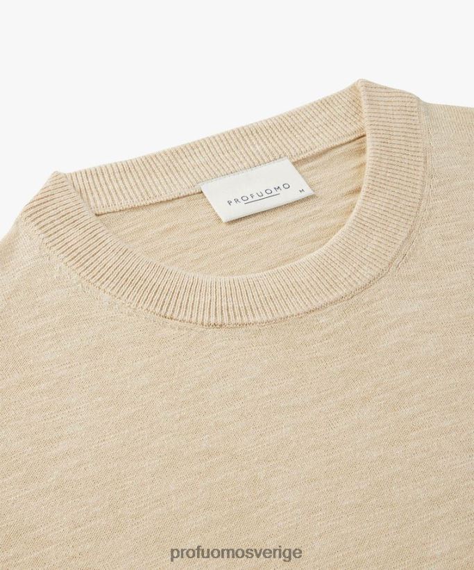 Kläder se Profuomo män bomull-linne crewneck beige N8XR4312