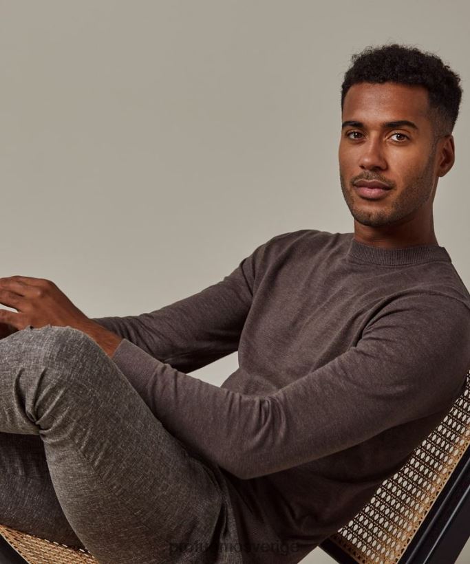 Kläder se Profuomo män bomull-linne crewneck brun N8XR4313