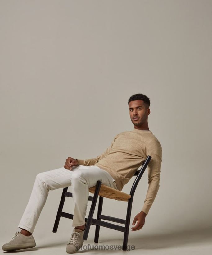 Kläder se Profuomo män bomull-linne crewneck off-white N8XR4223