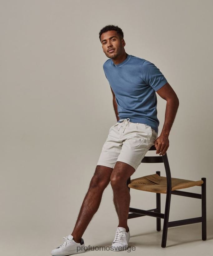 Kläder se Profuomo män cool crewneck i bomull blå N8XR4293