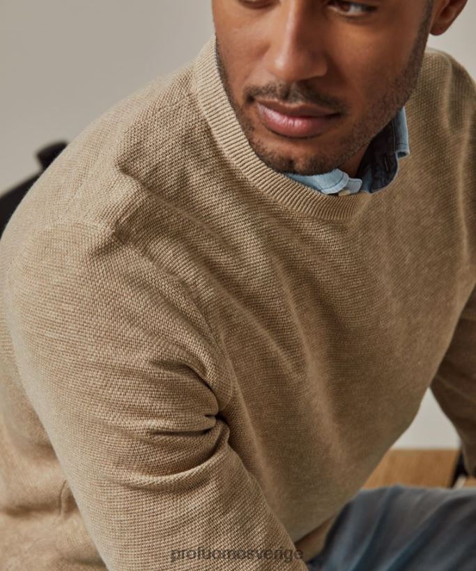 Kläder se Profuomo män crewneck beige N8XR4232