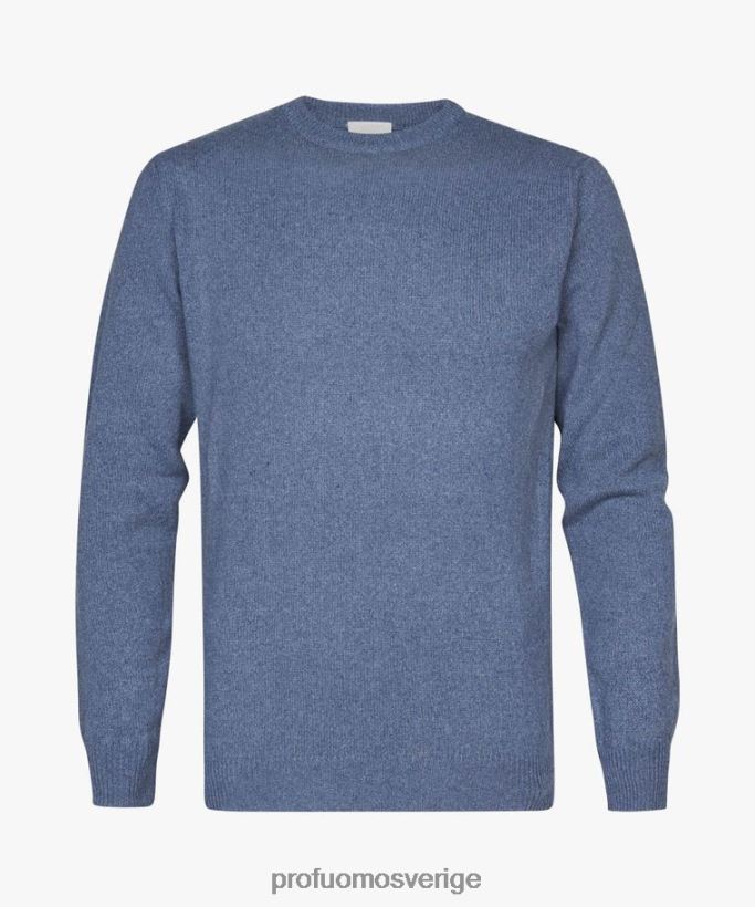 Kläder se Profuomo män crewneck i återvunnen bomull blå N8XR4229