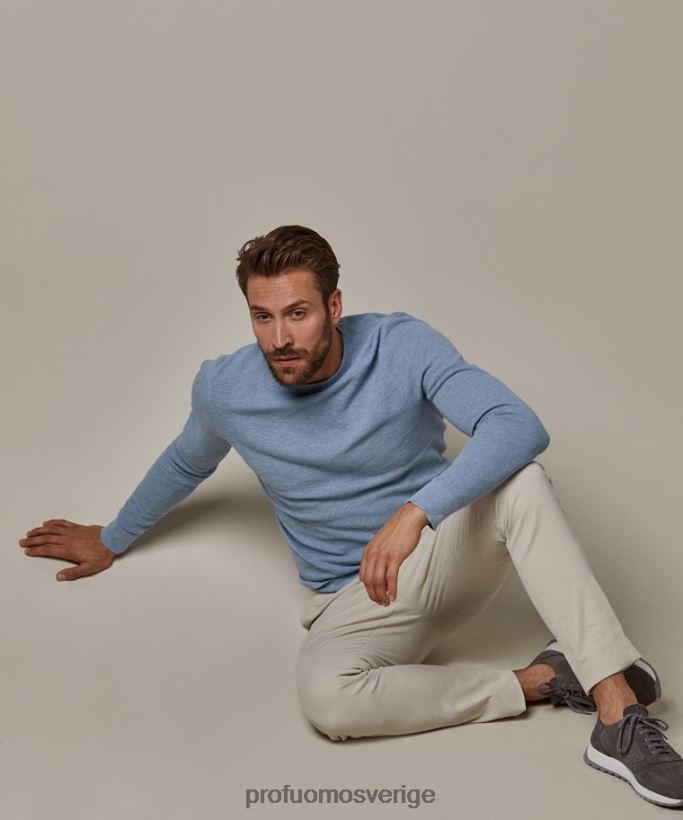 Kläder se Profuomo män crewneck ljusblå N8XR4306