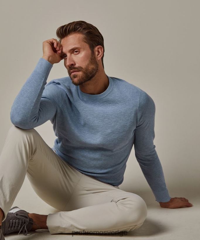 Kläder se Profuomo män crewneck ljusblå N8XR4306